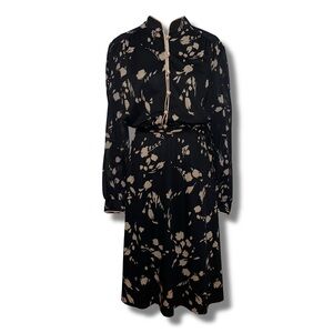 NWT Vintage Black & Tan Abstract Print Dress